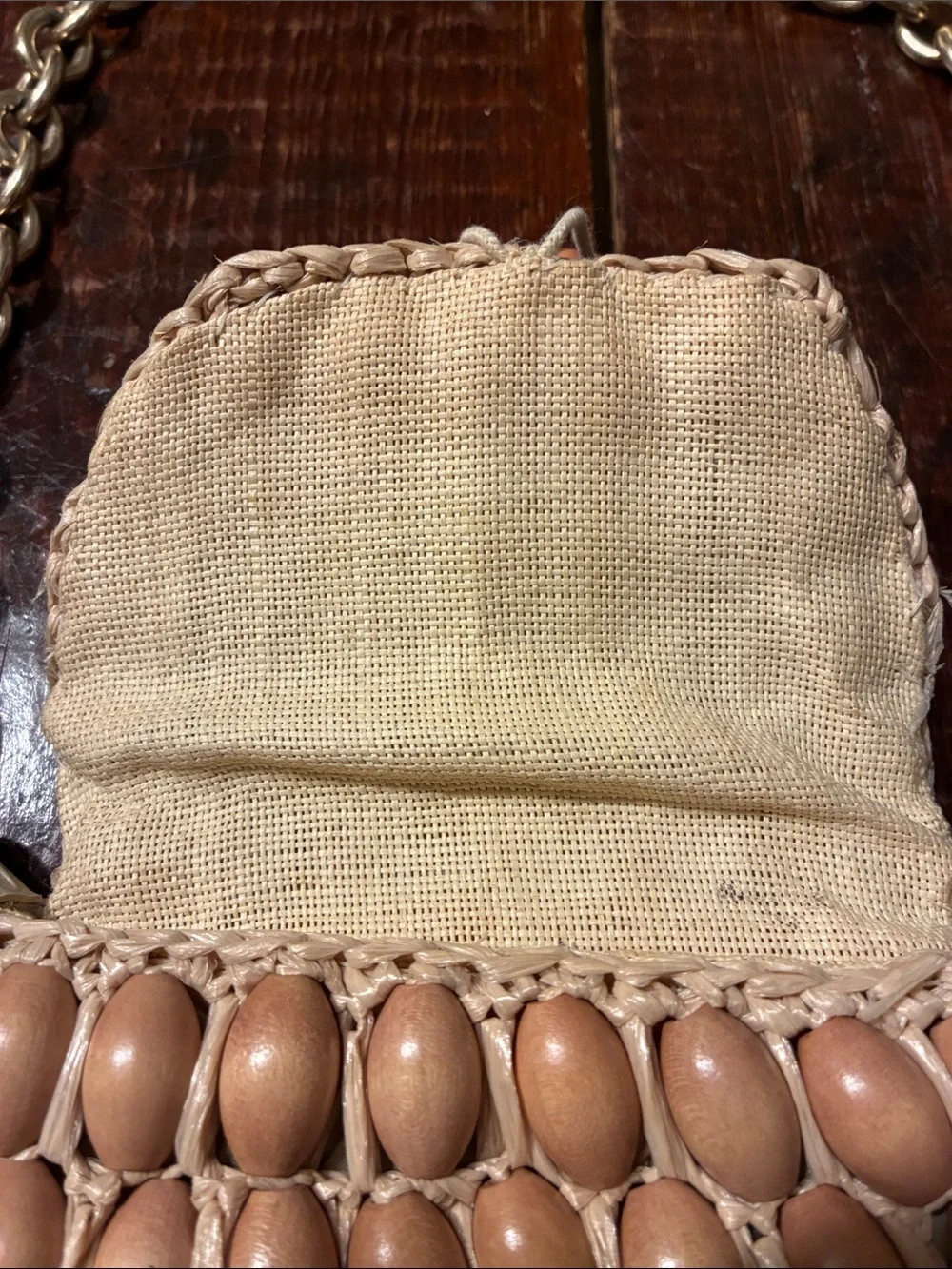 Vintage Jana straw/wood bead  shoulder bag